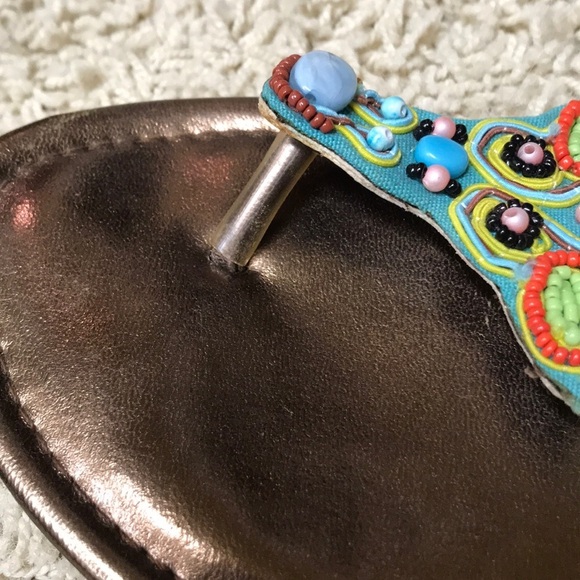 Olivia Miller Colorful Beaded Flip Flop Sandals Copper Lightweight Size 8 - Picture 7 of 8